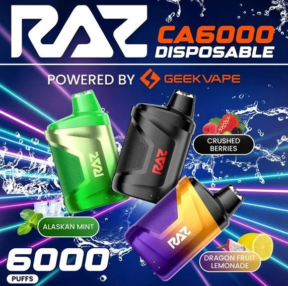 RAZ CA6000 Disposable Vape - 6000 Puffs & Powerful Mesh Coil Vape Mania RAZ CA6000 Disposable Vape - 6000 Puffs & Powerful Mesh Coil Vape Mania
