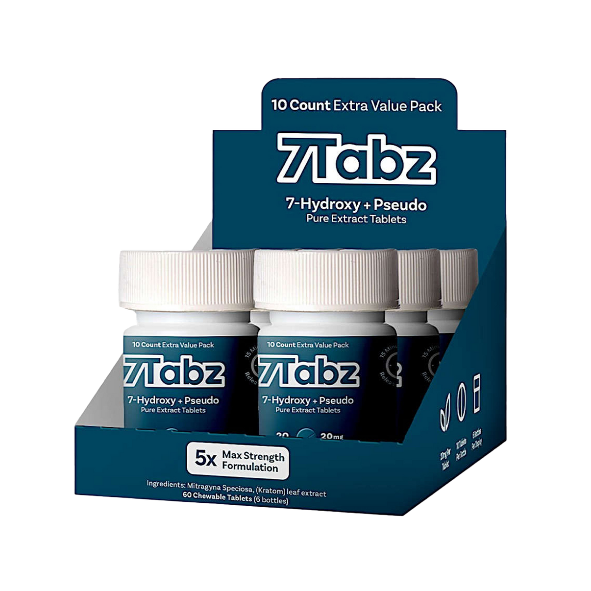 7Tabz 7-Hydroxy + Pseudo Pure Extract Tablets (10ct) | 6 Bottles Vape Mania 7Tabz 7-Hydroxy + Pseudo Pure Extract Tablets (10ct) | 6 Bottles Vape Mania