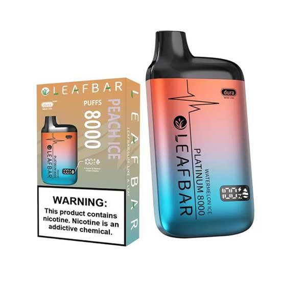 LEAF BAR PLATINUM-8000 DISPOSABLE VAPE - PEACH ICE - LEAF BAR - ELFBARZ - 