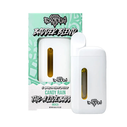 Exodus THC-A Badder Blend Disposables 5G Candy Rain flavor, sweet and nostalgic exodus disposable vapes.