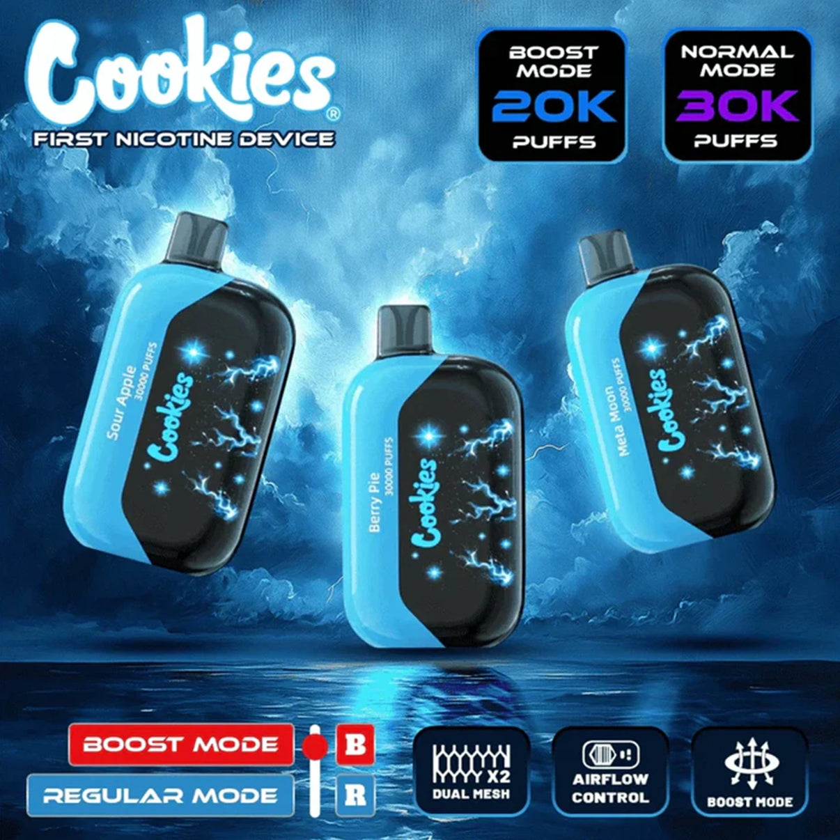 Cookies 30K Disposable Vape – Rechargeable 30,000 Puff Device with Smart Display and 18mL E-Liquid