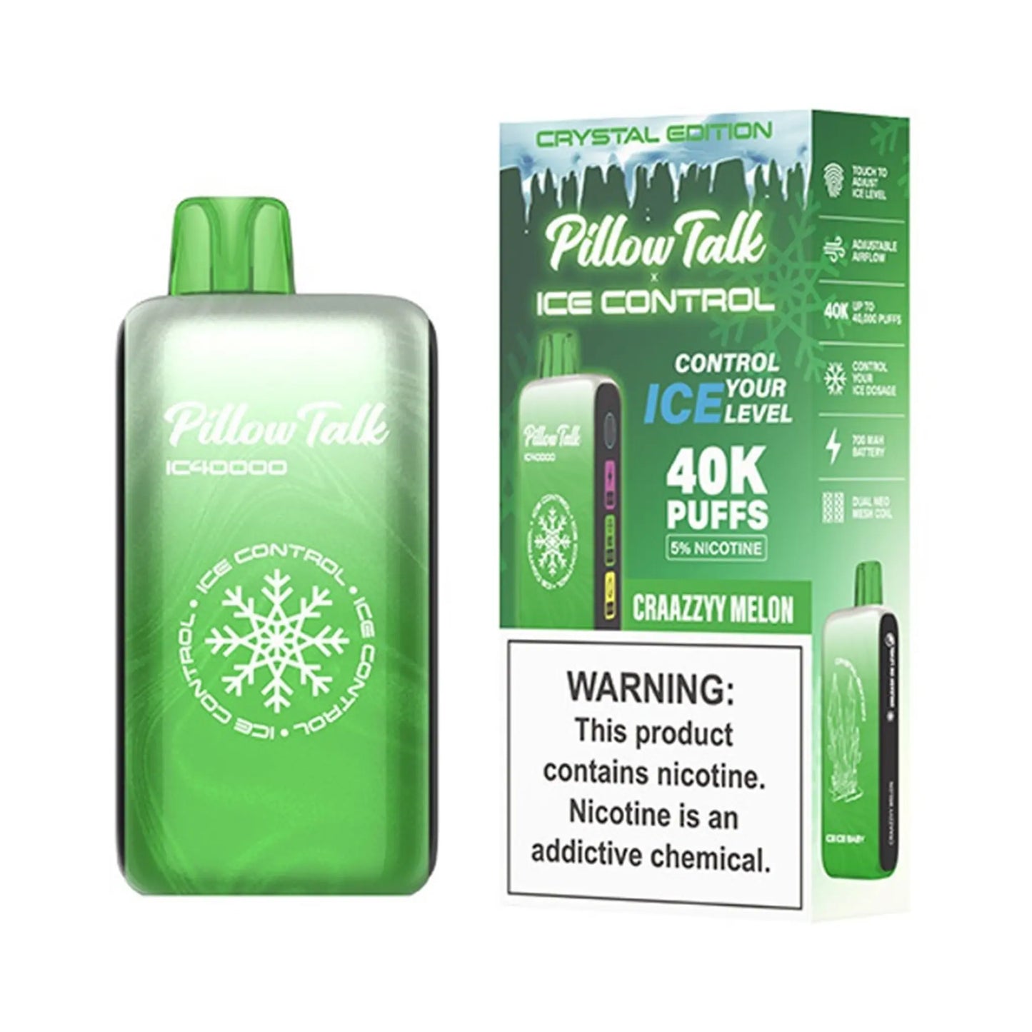 Pillow Talk Vape Craazzyy Melon (Crystal Edition), an exciting and fruity concoction that brings together various melon flavors for a wild vaping adventure, ideal for any pillow talk vape flavors enthusiast.