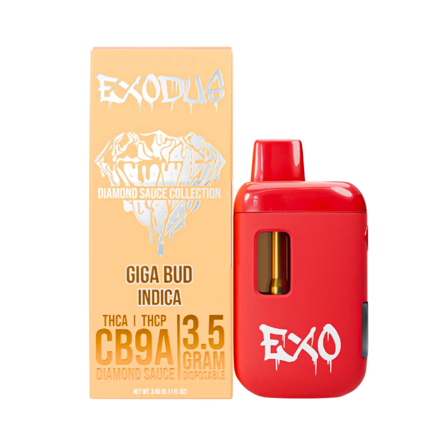 Exodus CB9A + THCA Disposable 3.5g Giga Bud flavor, potent Exodus THC-A Disposable 3.5g with exodus diamond sauce.