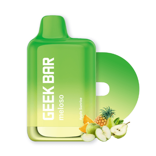 Apple Sunrise Geek Bar Meloso Max 9000 delivers crisp apple flavor with a smooth morning-style sweetness in each puff.