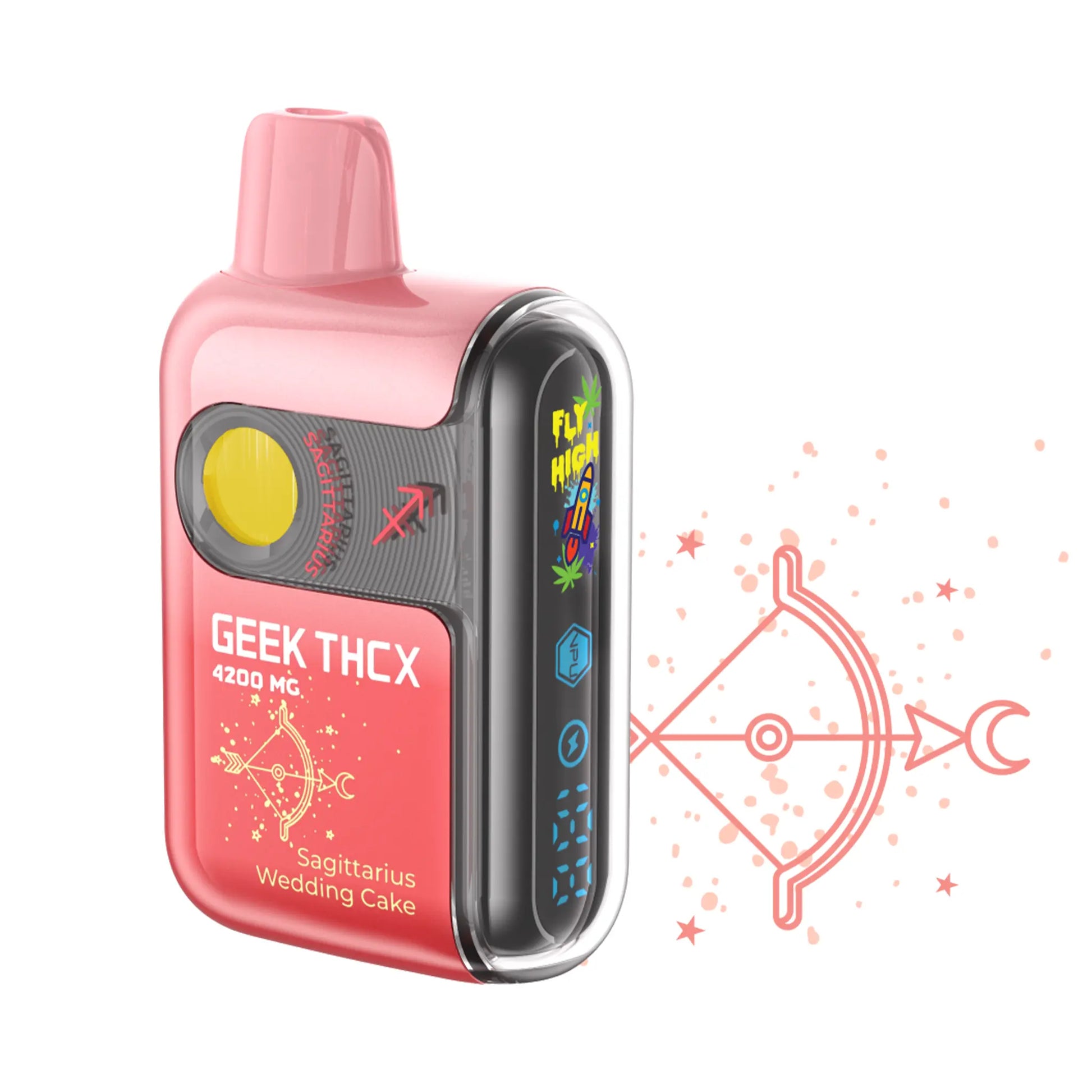 Geek THCX Pulse Pro THC-A Blend Sagittarius Wedding Cake Hybrid vape, combining creamy, fruity flavors with a balanced hybrid effect.