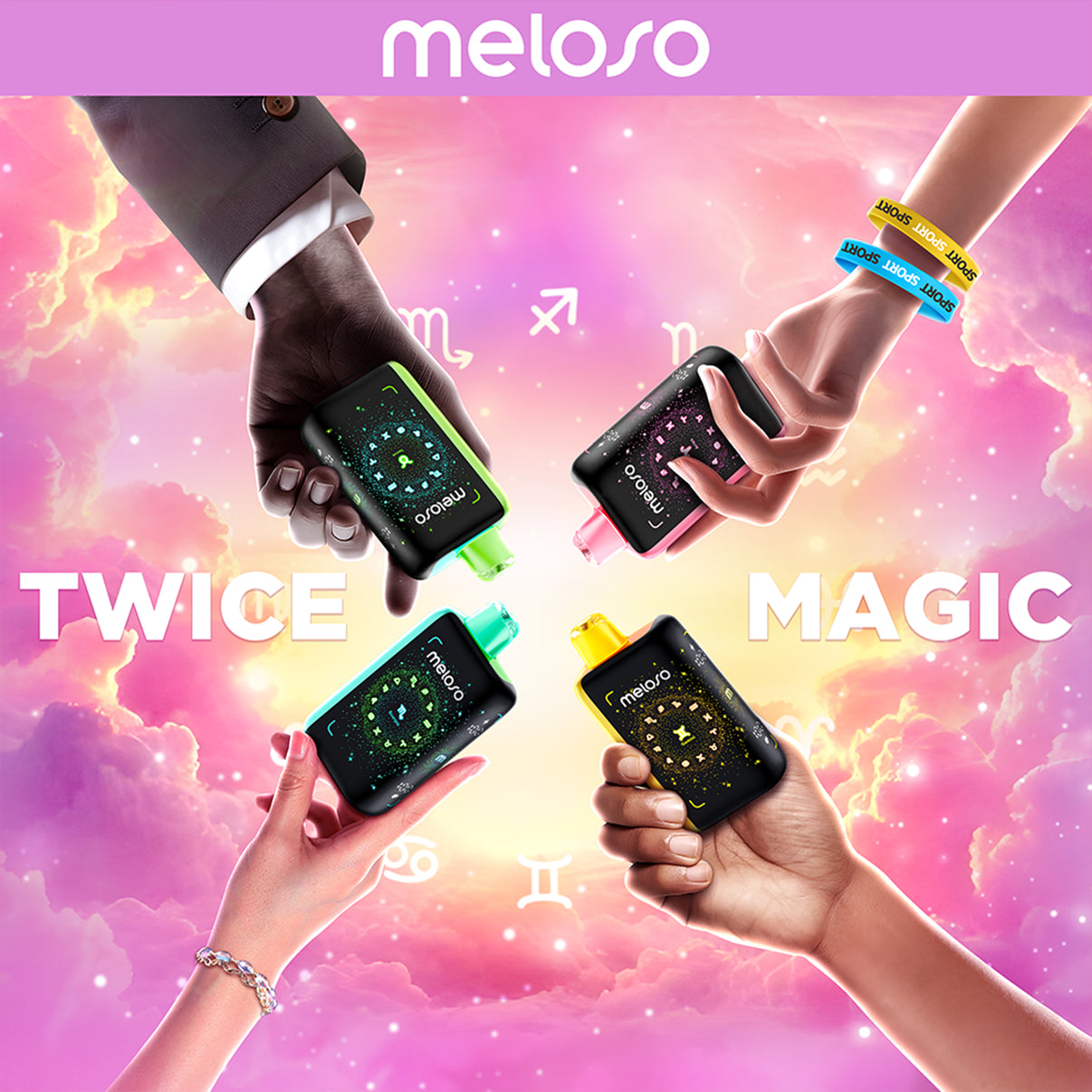 Geek Bar Meloso 30K Disposable vape with 30,000 puffs and zodiac-themed fruity and minty flavors for a bold experience.