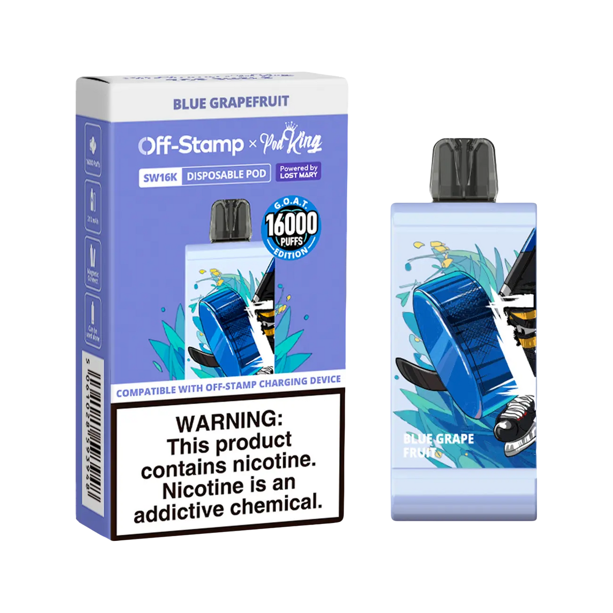 Off Stamp x Pod King SW16000 Pod Disposable (G.O.A.T. Edition) Vape Mania Off Stamp x Pod King SW16000 Pod Disposable (G.O.A.T. Edition) Vape Mania