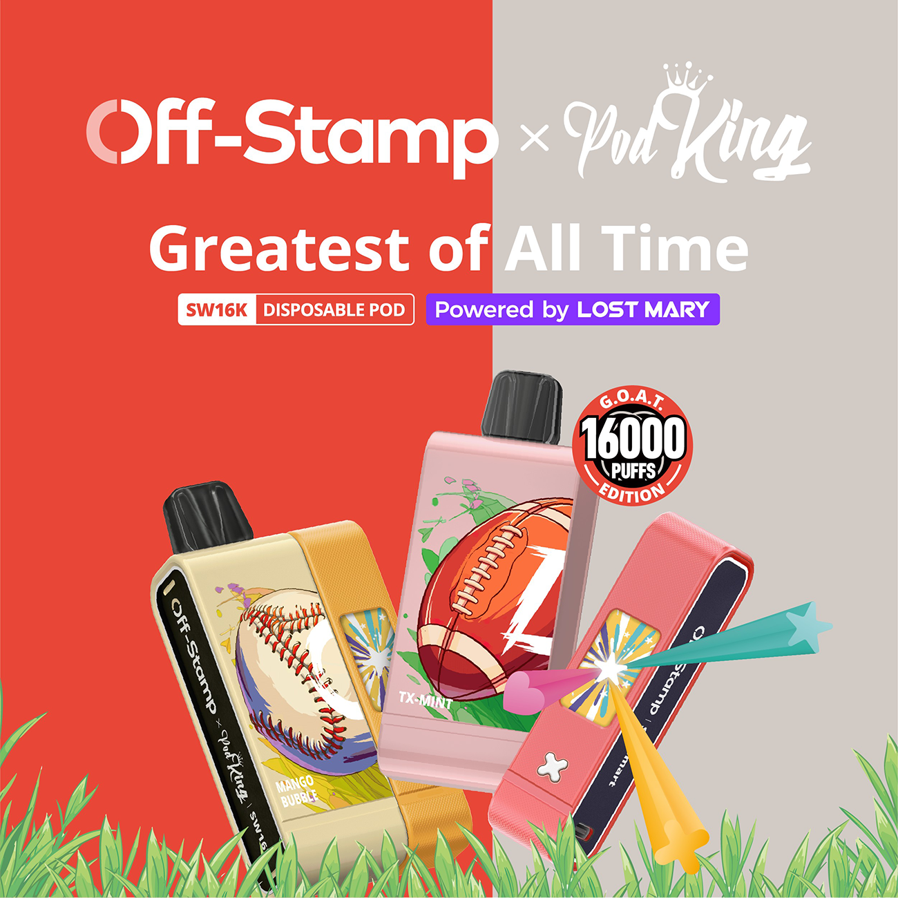 Off Stamp x Pod King SW16000 Pod Disposable (G.O.A.T. Edition) Vape Mania Off Stamp x Pod King SW16000 Pod Disposable (G.O.A.T. Edition) Vape Mania