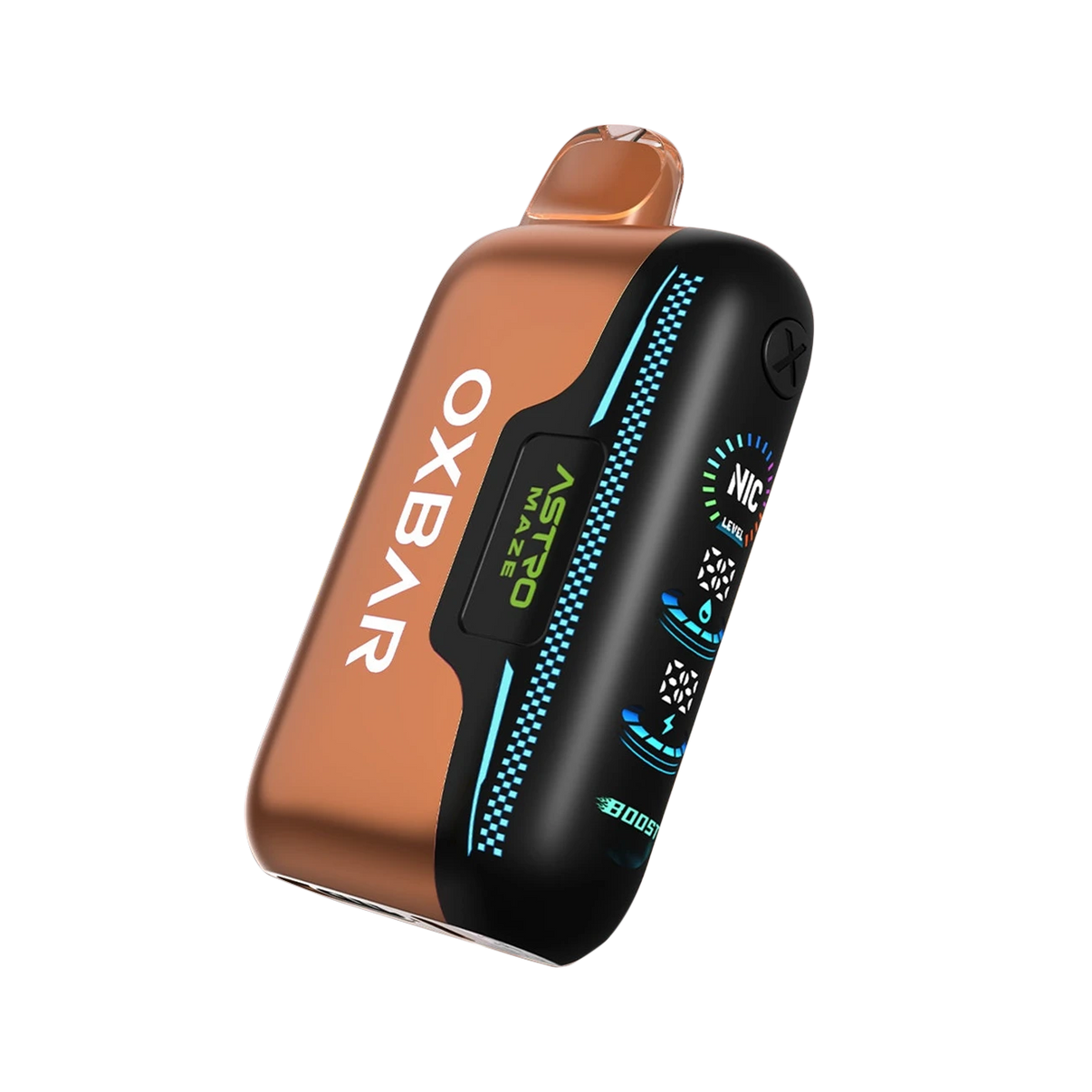 Oxbar Astro Maze 50K Disposable Vape in American Tobacco flavor – features 50,000 puffs, 900mAh rechargeable battery, 5 nicotine levels, smart LED screen, and BOOST mode