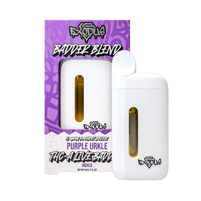 Exodus THC-A Badder Blend Disposables 5G Purple Urkle flavor, grape-infused and smooth exodus thc-a disposable vape 5g.