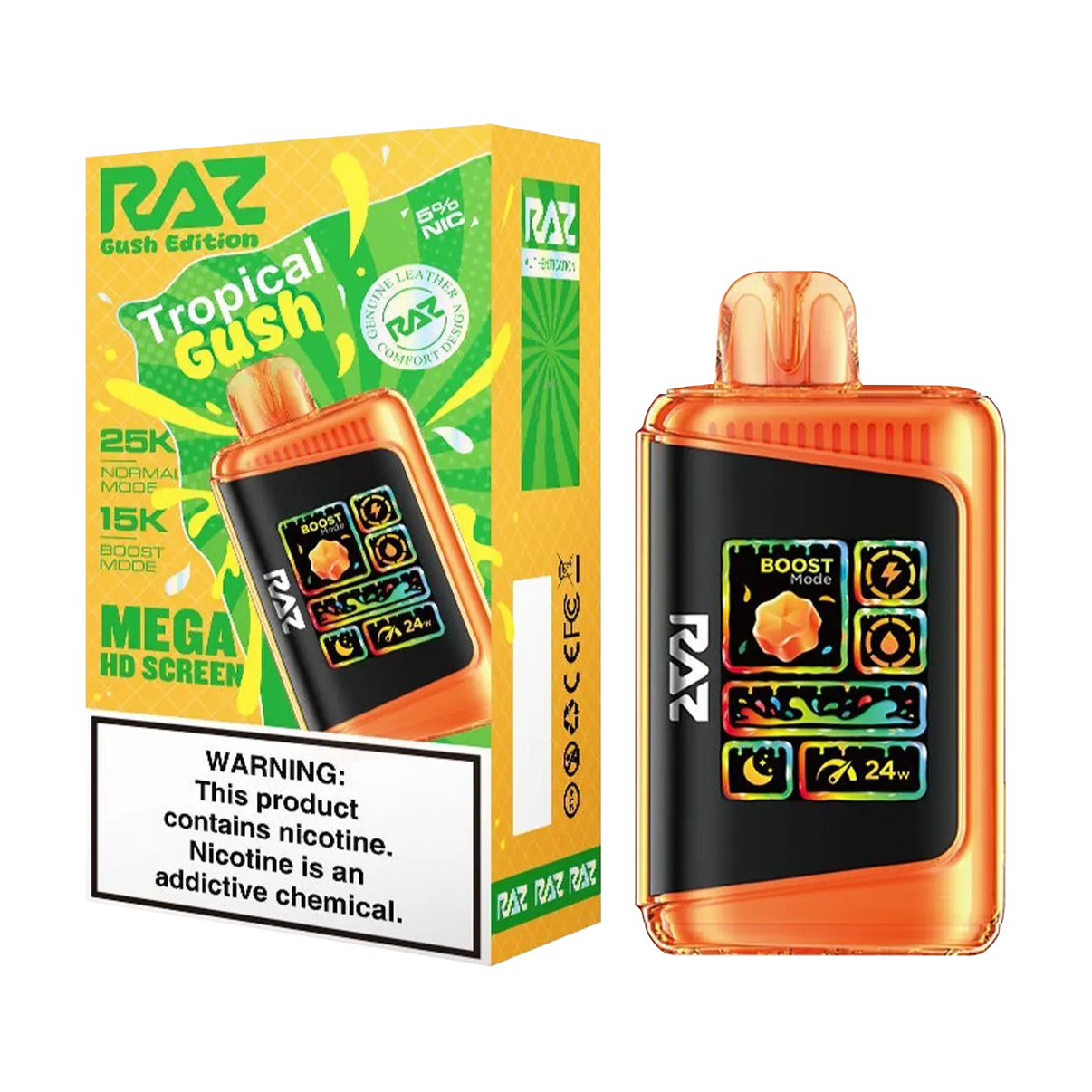 Blue Raz Gush RAZ LTX 25K Gush Edition delivers bold blue raspberry candy flavor in a smooth 25,000 puff vape.