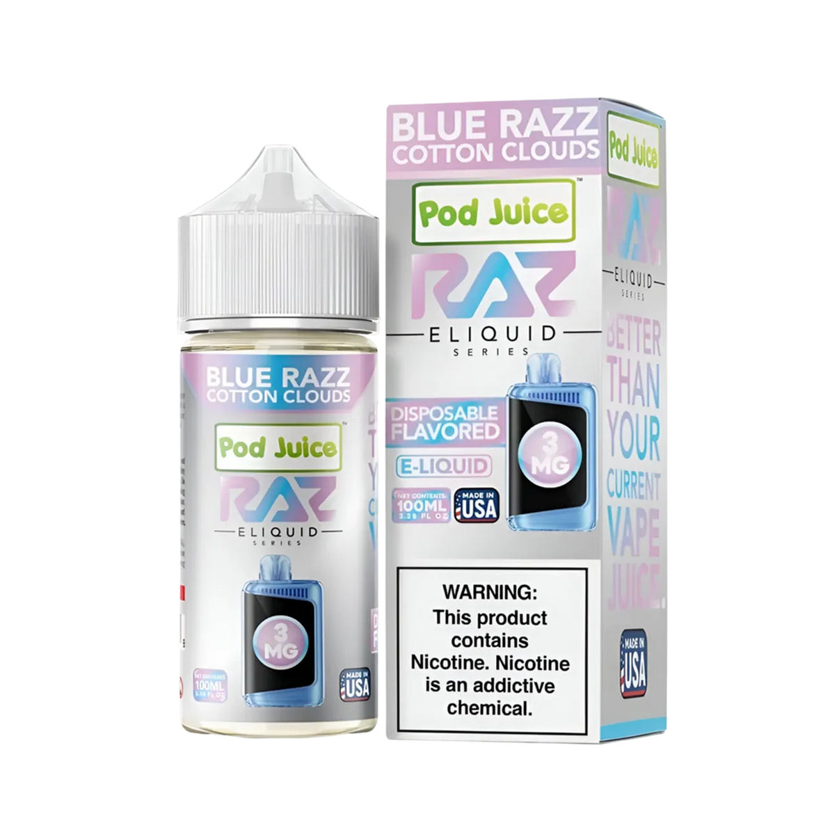RAZ x Pod Juice Vape Juice 100ml (0mg, 3mg, 6mg) Vape Mania RAZ x Pod Juice Vape Juice 100ml (0mg, 3mg, 6mg) Vape Mania