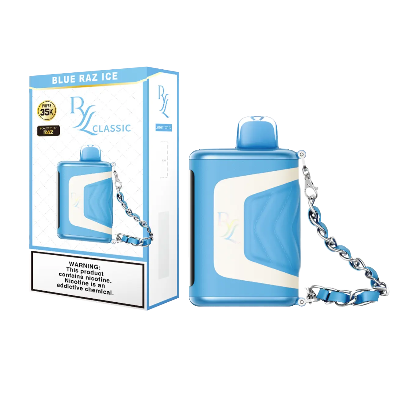 RAZ RYL Classic 35k Blue Razz Ice flavor – Sweet and tangy blue raspberry with an icy finish.