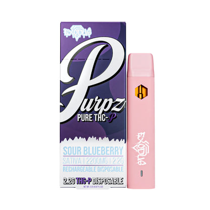 Exodus Purpz Pure THC-P Disposable 2.2G Sour Blueberry flavor, tangy and bold THC-P disposable option.